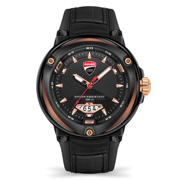 Ducati Corse Black Dial & Leather Strap Men Watch DTWGN2018901