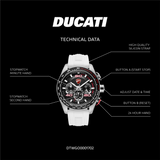 Ducati Corse White Silicone Strap Men's Watch - Chronograph | DTWGO0001702