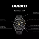 Ducati Corse Black Rubber Strap Men's Watch - Tachymeter | DTWGO0001703