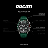 Ducati Corse Green Silicone Strap Men's Watch - Tachymeter | DTWGO0001704