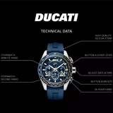 Ducati Corse Blue Silicone Strap Men's Watch - Tachymeter | DTWGO0001705