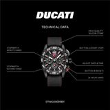 Ducati Corse Black Silicone Strap Men's Watch - Chronograph | DTWGO0001801
