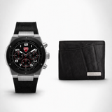 Ducati Corse Black Silicone Strap Men's Watch - With Wallet | DTWGO0002501-1501SET