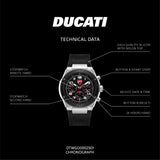 Ducati Chronograph Black Dial Silicone Strap Men's Watch DTWGO0002501