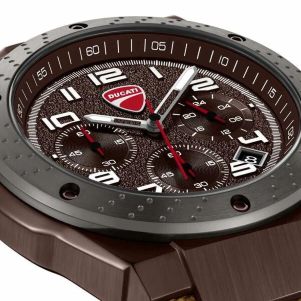 Ducati Chronograph Brown Dial Silicone Strap Men's Watch DTWGO0002503