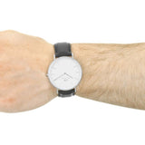 Daniel Wellington White Dial Black Leather Strap Men Watch DW00100020