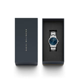 Daniel Wellington Blue Dial Silver Stainless Steel Strap Men Watch DW00100458