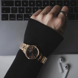 Daniel Wellington Brown Dial Rose Gold Stainless Steel Strap Women Watch DW00100461 (36mm)