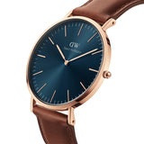 Daniel Wellington Blue Dial Brown Leather Strap Men Watch DW00100626 (40mm)
