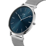 Daniel Wellington Classic Blue Dial Silver Mesh Strap Unisex Watch DW00100628