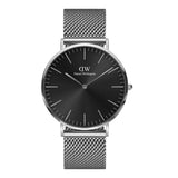 Daniel Wellington Classic Black Dial Silver Strap Unisex Watch DW00100629
