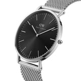 Daniel Wellington Classic Black Dial Silver Strap Unisex Watch DW00100629
