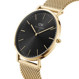 Daniel Wellington Black Dial Gold Milanese Strap Men Watch DW00100631 (40mm)