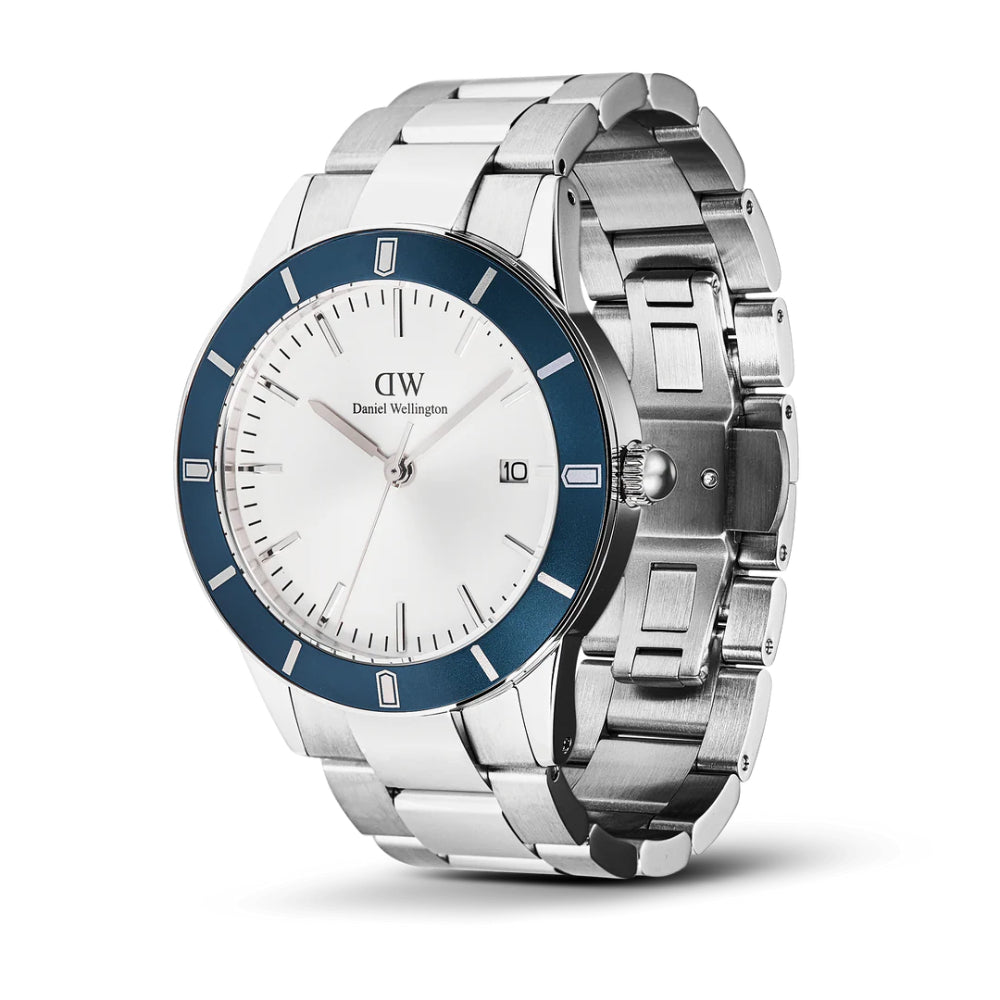 Daniel Wellington Iconic Paradigma Link Blue Bezel Stainless Steel Strap Men's Watch DW00100818
