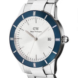 Daniel Wellington Iconic Paradigma Link Blue Bezel Stainless Steel Strap Men's Watch DW00100818