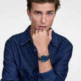 Daniel Wellington Iconic Paradigma Link Blue Enamel Stainless Steel Strap Men's Watch DW00100820