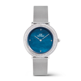 Daniel Wellington Crystalline Bezel Sterling Blue Dial Women's Watch DW00100825
