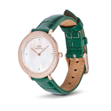 Daniel Wellington Crystalline Bezel Green Croc Rose Gold Women's Watch DW00100826