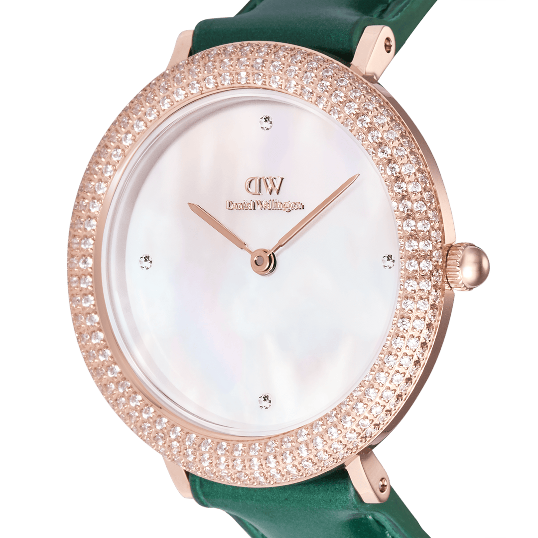 Daniel Wellington Crystalline Bezel Green Croc Rose Gold Women's Watch DW00100826