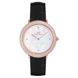 Daniel Wellington Crystalline Black Leather Strap Women's Watch DW00100827