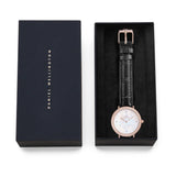 Daniel Wellington Crystalline Black Leather Strap Women's Watch DW00100827