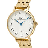 Daniel Wellington Petite Roman Numerals Date 5-link Gold Women's Watch DW00100857