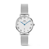 Daniel Wellington Petite Roman Numerals Date Silver Women's Watch DW00100858