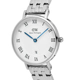 Daniel Wellington Petite Roman Numerals Date 5-link Silver Women's Watch DW00100859
