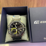Casio Edifice Black Dial Silver Stainless Steel Strap Men Watch ECB-10DB-1ADF-P