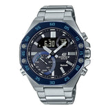 Casio Edifice Blue Dial Silver Stainless Steel Strap Men Watch ECB-10DB-1BDF-P