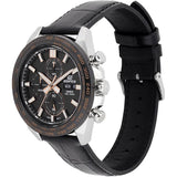 Casio Edifice Black Leather Strap Men's Watch - Chronograph | EFR-574BL-1AVUDF-P