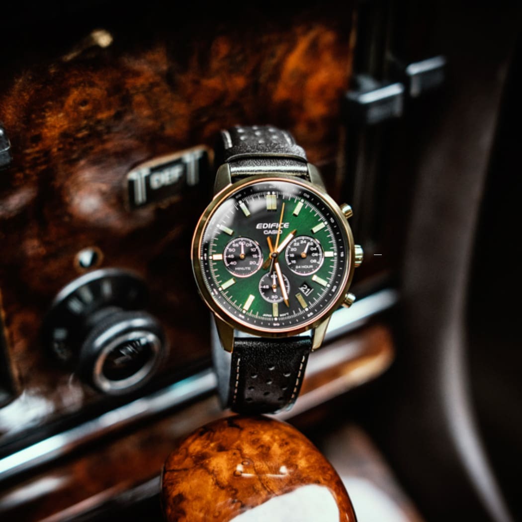 Casio Edifice Leather Strap Men's Watch - Chronograph | EFR-575CL with P Series