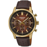 Casio Edifice Chronograph Brown Leather Strap Men's Watch EFR-575CL-5ADF