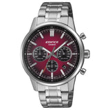 Casio Edifice Red Dial Stainless Steel Strap Men's Watch - Chronograph | EFR-575D-4ADF
