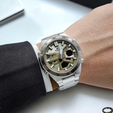 Casio Edifice Gold Dial Silver Stainless Steel Strap Men Watch EFV-C110D-5ADF