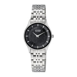 Citizen Eco-Drive Black Dial Silver Stainless Steel Strap Women Watch EG3210-51E