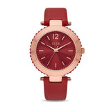 Elle Marais Red Dial & Leather Strap Women Watch ELL23015
