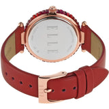 Elle Marais Red Dial & Leather Strap Women Watch ELL23015