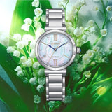 Citizen Eco-Drive May Bells Silver Dial Stainless Steel Strap Women Watch EM1070-83D