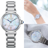 Citizen Eco-Drive May Bells Silver Dial Stainless Steel Strap Women Watch EM1070-83D
