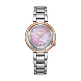 Citizen Eco-Drive Pink Dial Silver Stainless Steel Strap Women Watch EM1114-80Y