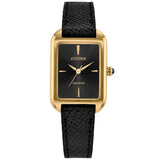Citizen Eco-Drive Black Dial Leather Strap Women's Watch EM1192-01E
