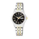 Citizen Black Dial Two-Tone Stainless Steel Strap Women Watch EQ0608-55E