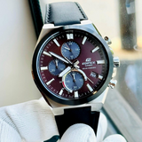 Casio Edifice Red Dial Black Leather Strap Men Watch EQS-950BL-5AVUDF