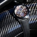 Casio Edifice Red Dial Black Leather Strap Men Watch EQS-950BL-5AVUDF