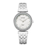 Citizen Quartz Analog White Dial Silver Stainless Steel Strap Women Watch ER0211-52A