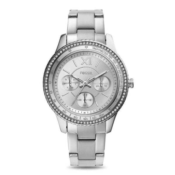 Fossil Chronograph Silver Dial Stainless Steel Strap Women Watch ES5108