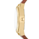 Fossil Silver Dial Brown Leather Strap Women Watch ES5184P
