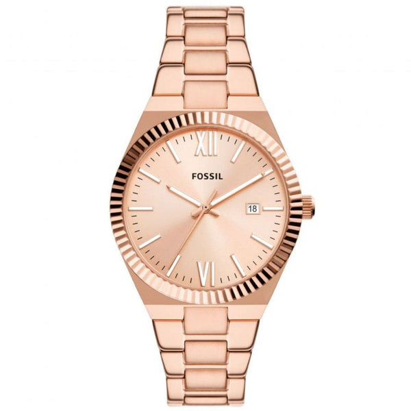 Fossil Scarlette Rose Gold Dial Stainless Steel Strap Women Watch ES5258