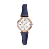 Fossil Carlie Navy Blue Leather Strap Women Watch ES5295